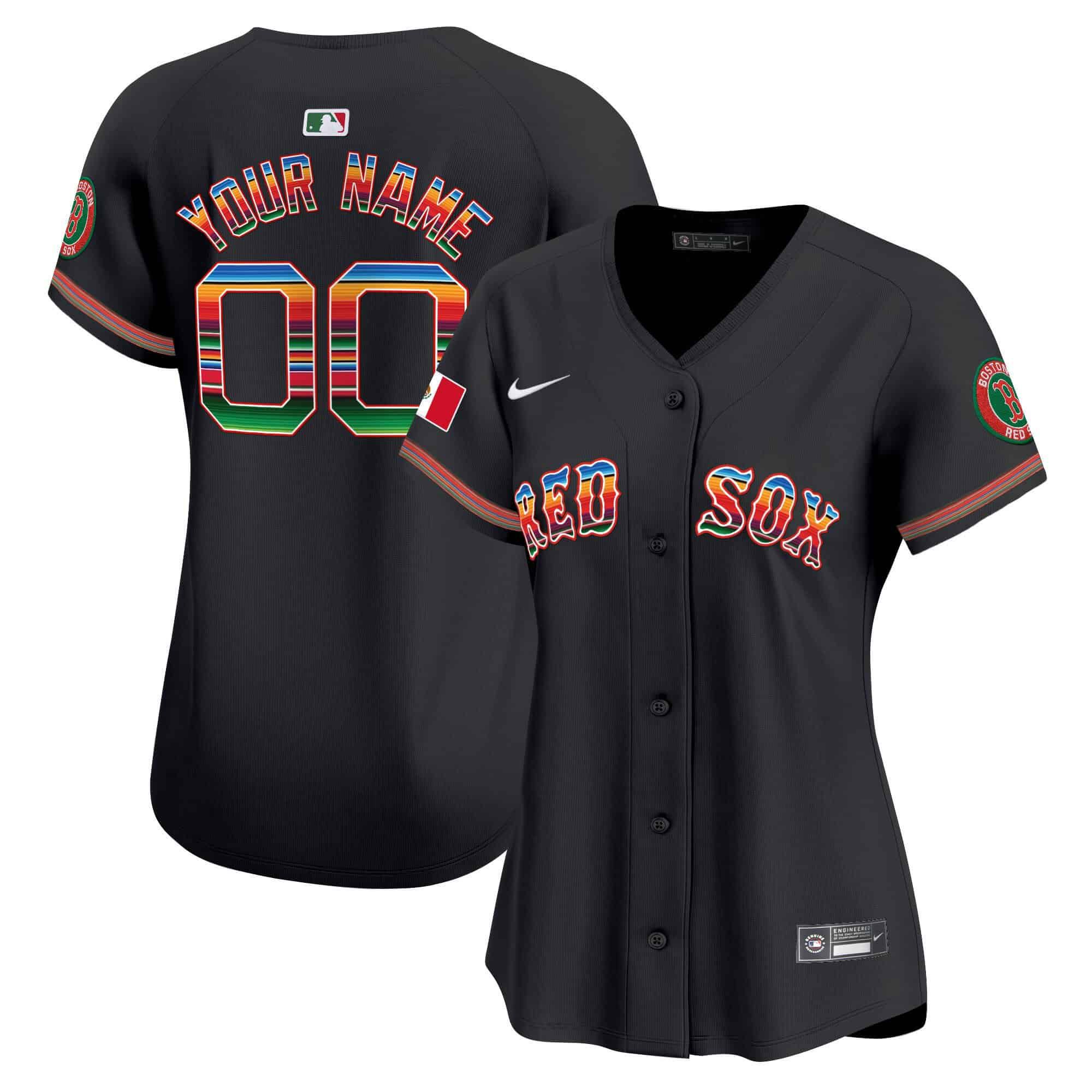 Women Boston Red Sox Black 2024 Nike Mexico Vapor Premier Limited Custom MLB Jersey->customized mlb jersey->Custom Jersey